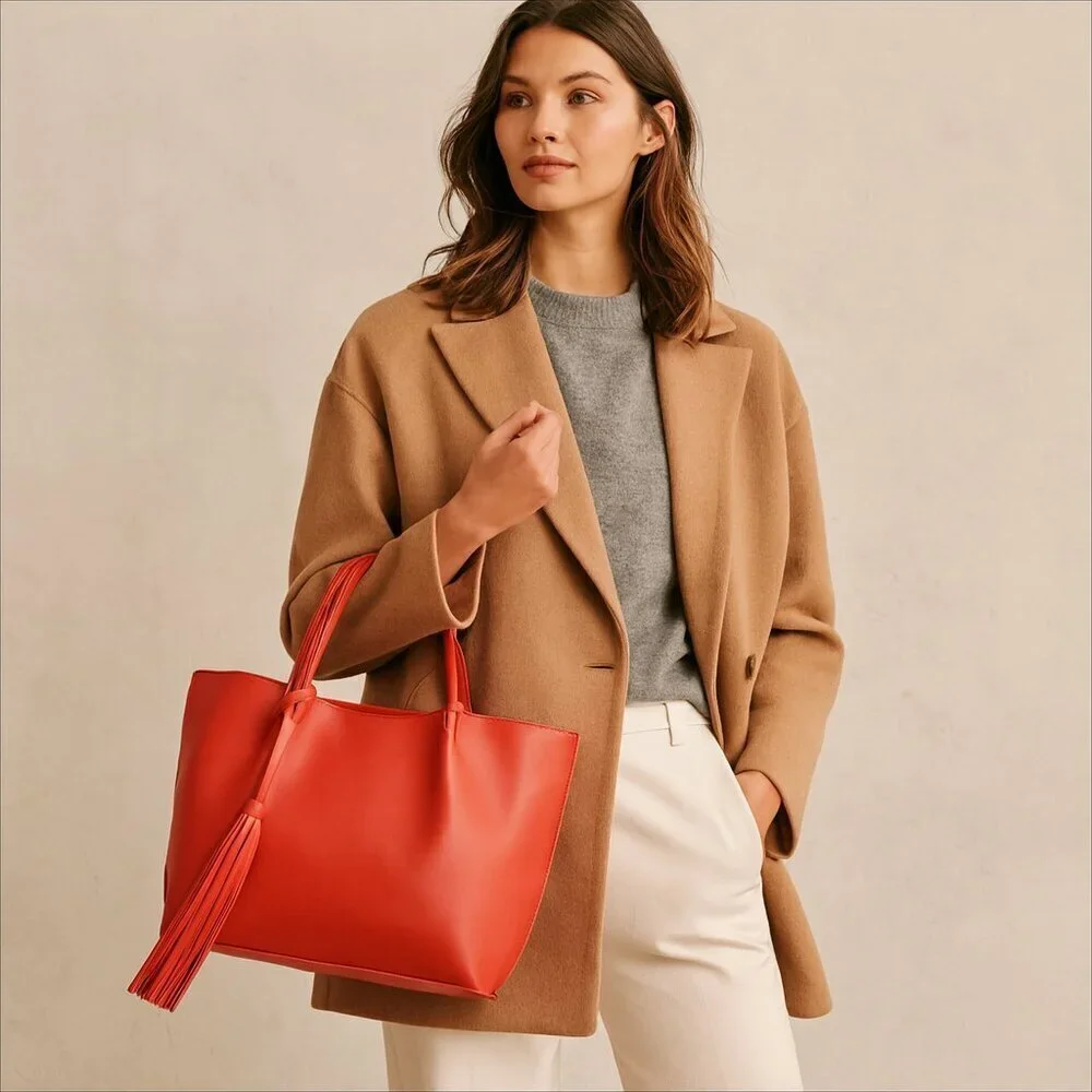 Co-lab bag Colab Christopher kon vegan Leather satchel tote Red NWT